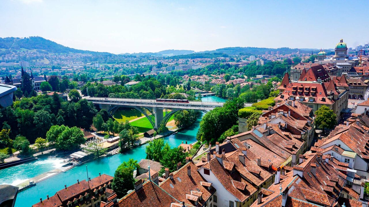 A cityscape view old town of Bern